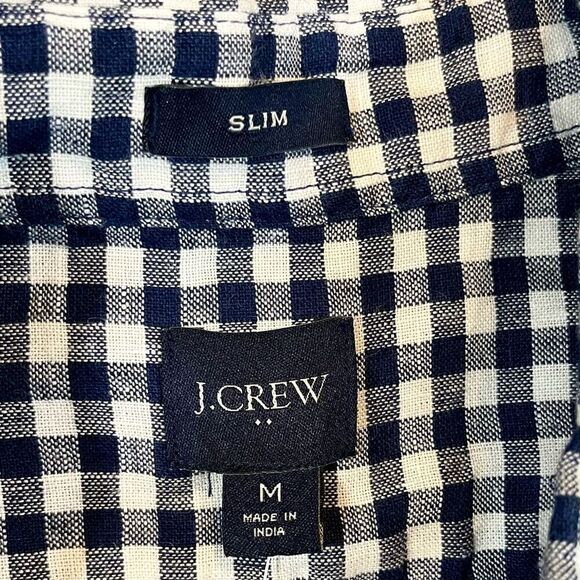 NWT J. Crew Plaid Gingham Button Up Slim Fit Short Sleeved Shirt Medium - Picture 8 of 10